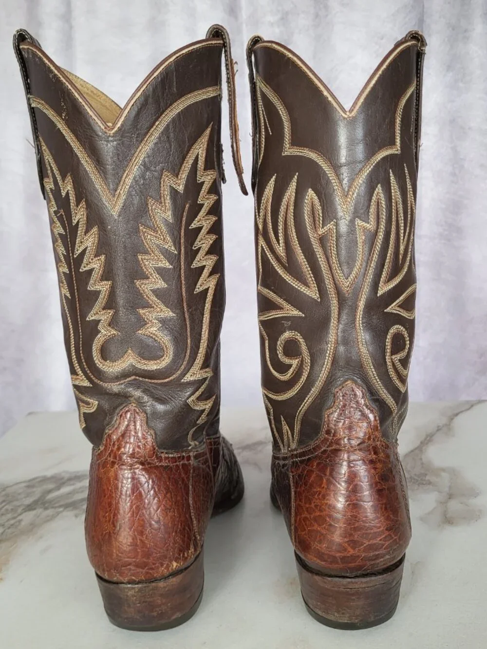 Masters Pre-Ban Vintage Turtle Western Cowboy Boots Brown Men's Size 8 - Picture 7 of 16